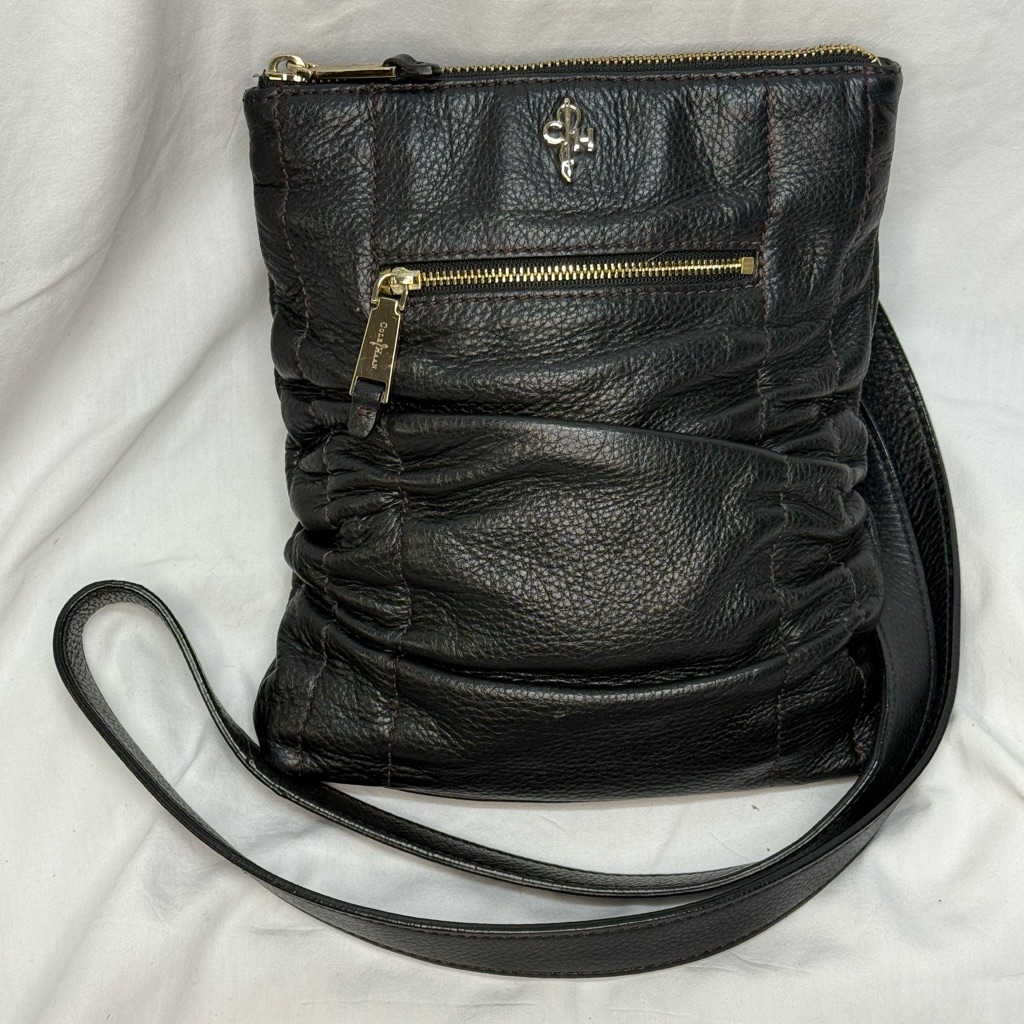 Cole Haan Slouchy Black Leather Crossbody Bag Purse